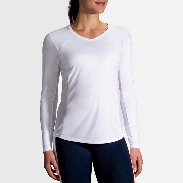 Brooks Stealth Israel - Women's Long Sleeve Running Shirt - White (38174-TIHU)